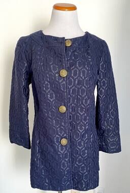 Merona Collection Navy Blue Long Sleeve Jacket w/ Gold Buttons, Lined, M